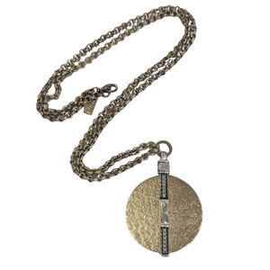 Silpada KR Hammered Disc Pendant Necklace Modern Boho Statement Gold Tone Luxury